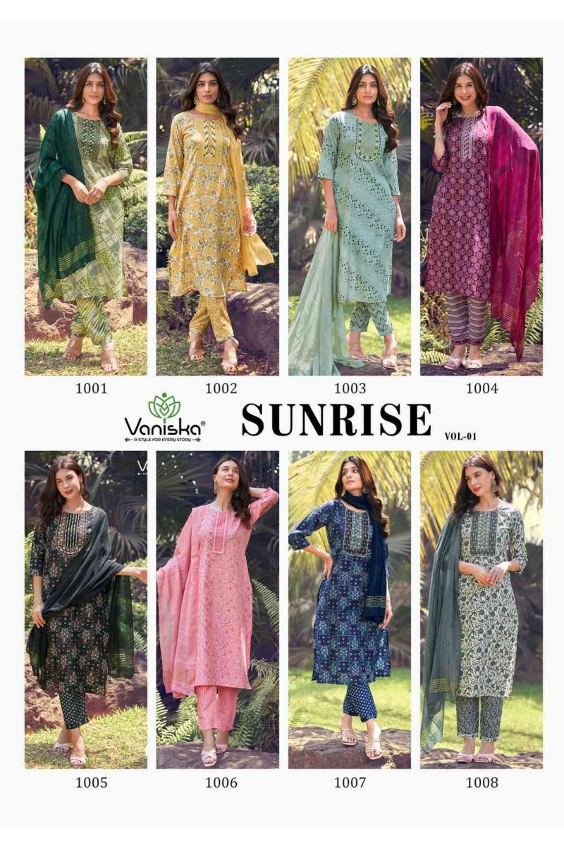 Vaniska Sunrise Vol-1 Designer Straight Kurti Pant With Dupatta Wholesaler