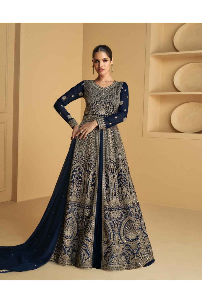 Aashirwad Creation Tareef Georgette Party Wear Heavy Long Gowns