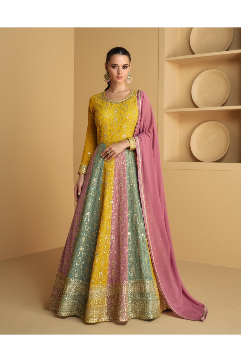 Aashirwad Creation Tareef Georgette Party Wear Heavy Long Gowns