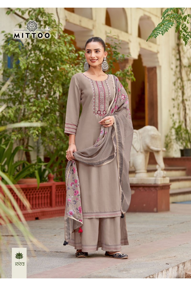 Mittoo Vaidehi Rayon Classic Look Kurti With Bottom, Dupatta Collection