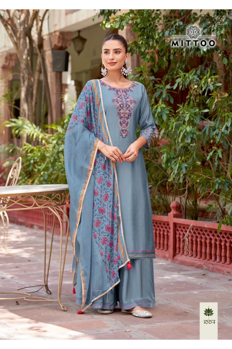 Mittoo Vaidehi Rayon Classic Look Kurti With Bottom, Dupatta Collection