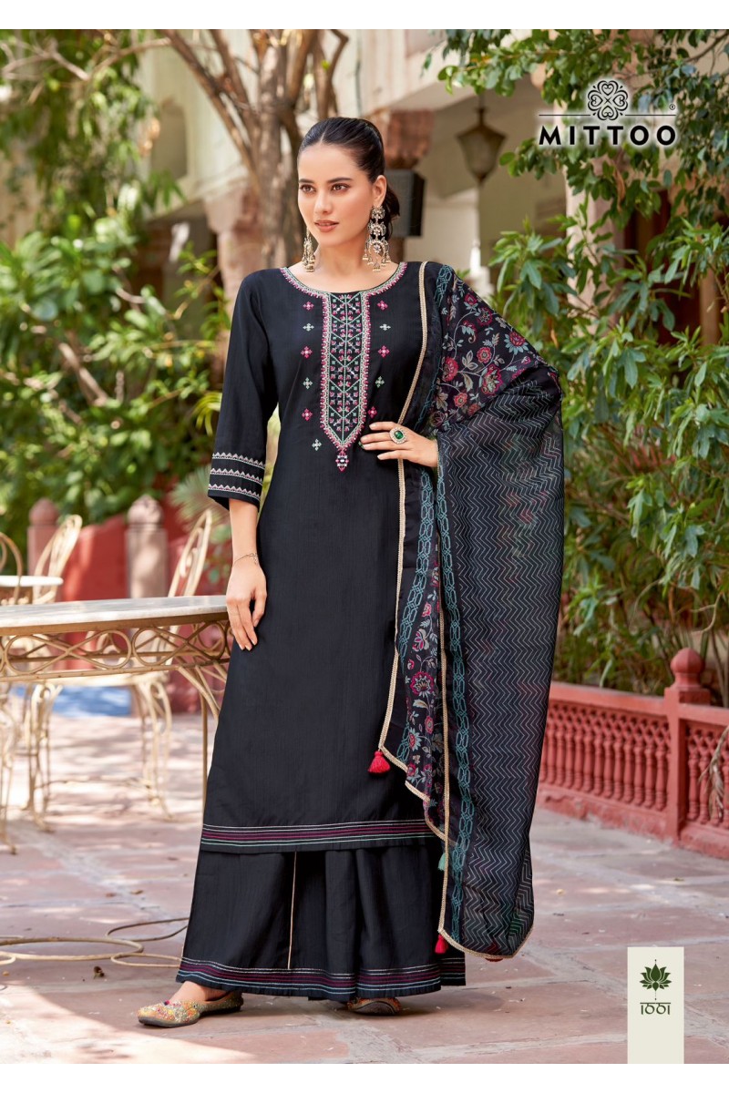 Mittoo Vaidehi Rayon Classic Look Kurti With Bottom, Dupatta Collection