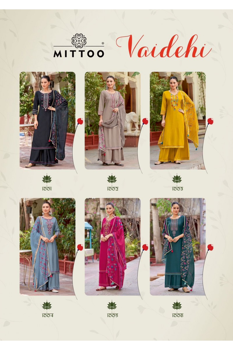 Mittoo Vaidehi Rayon Classic Look Kurti With Bottom, Dupatta Collection