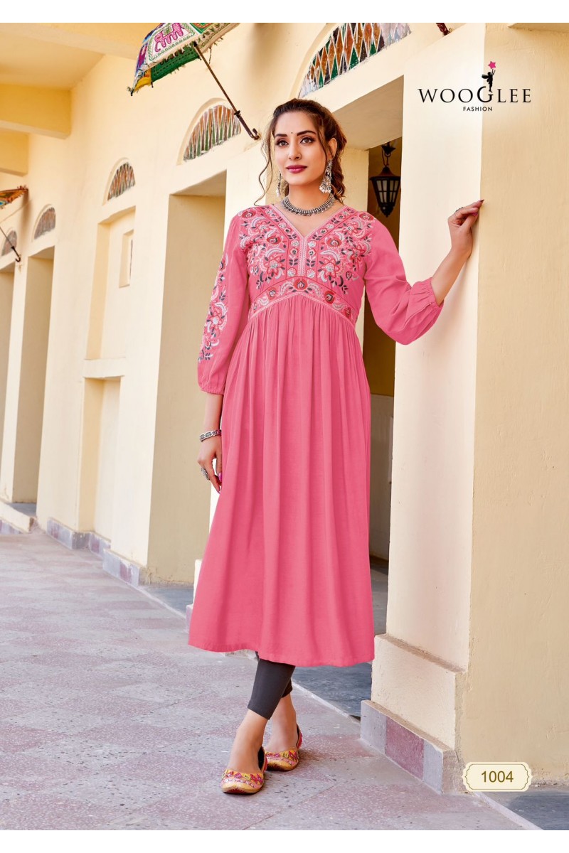 Wooglee Fashion Vedam Embroidery Kurti Pant With Dupatta Wholesaler