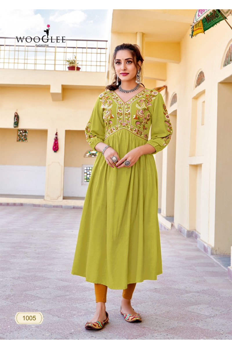 Wooglee Fashion Vedam Embroidery Kurti Pant With Dupatta Wholesaler