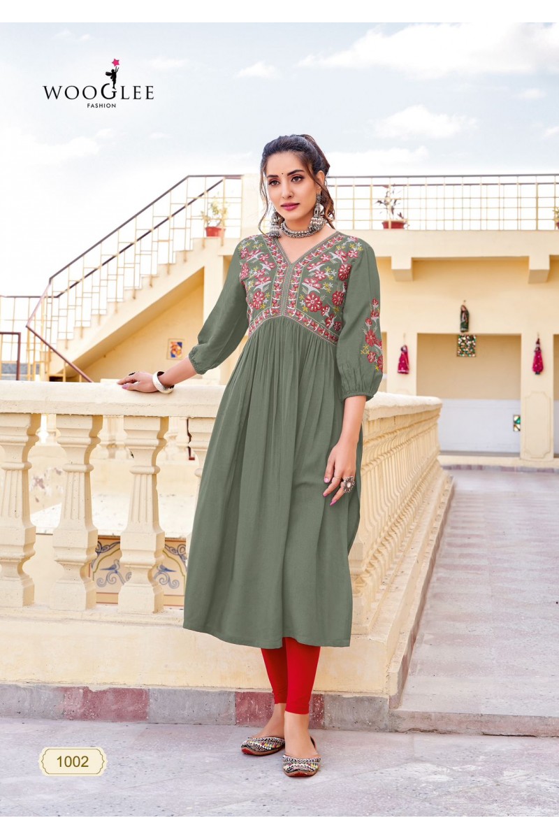 Wooglee Fashion Vedam Embroidery Kurti Pant With Dupatta Wholesaler