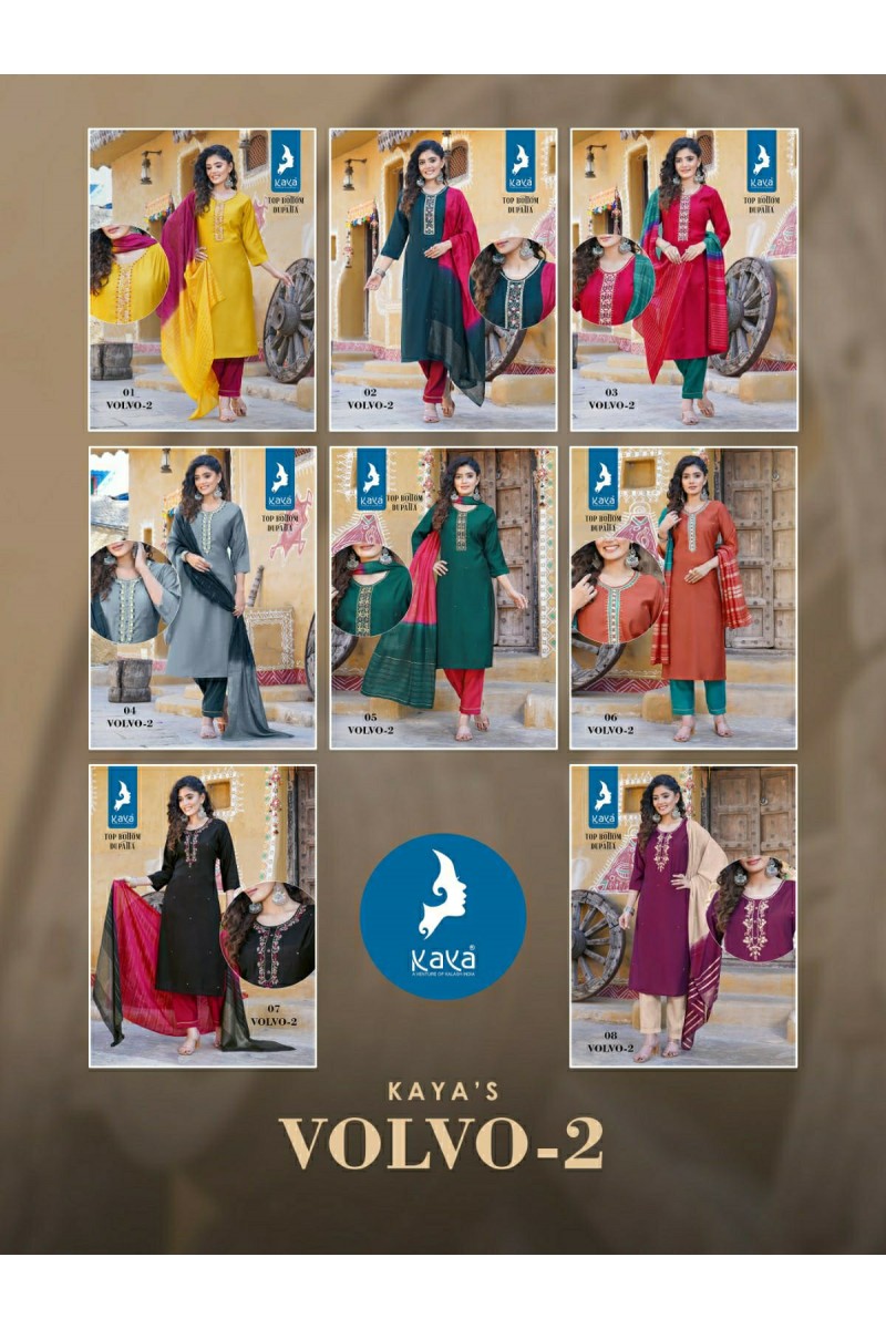Kaya Volvo Vol-2 Roman Silk Designer Top Bottom With Dupatta Catalogue