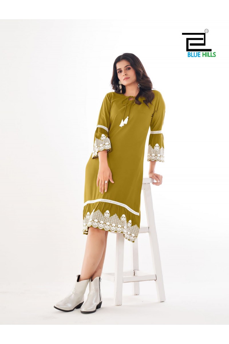 Blue Hills Wimbledon Rayon Fancy Women's Wear Latest Kurti Designs