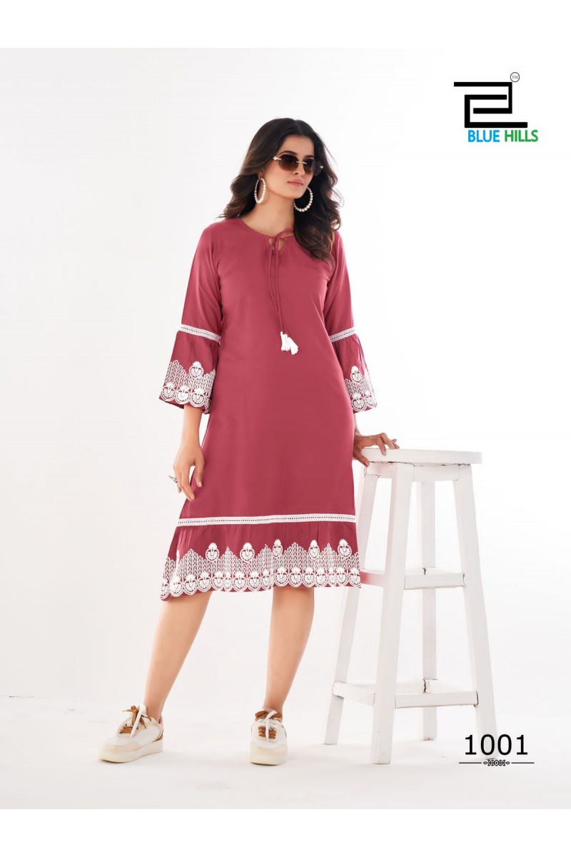 Blue Hills Wimbledon Rayon Fancy Women's Wear Latest Kurti Designs