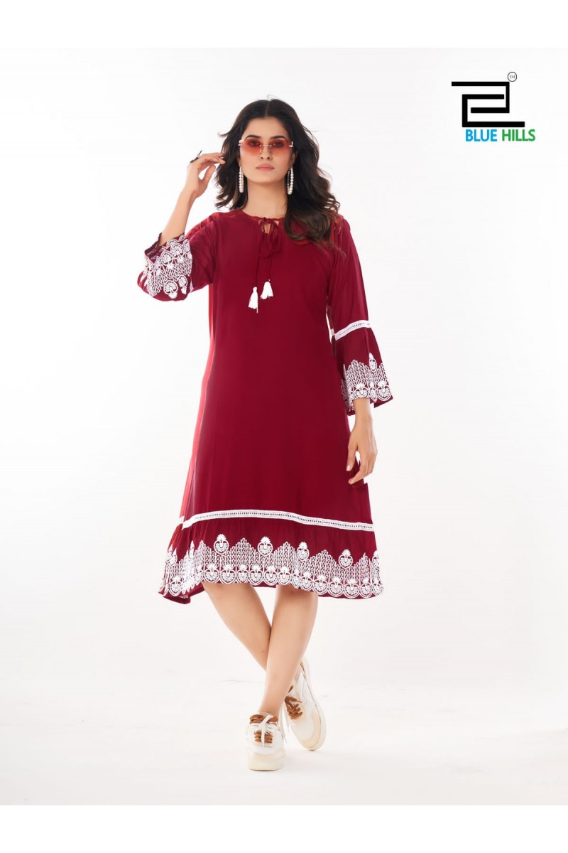 Blue Hills Wimbledon Rayon Fancy Women's Wear Latest Kurti Designs