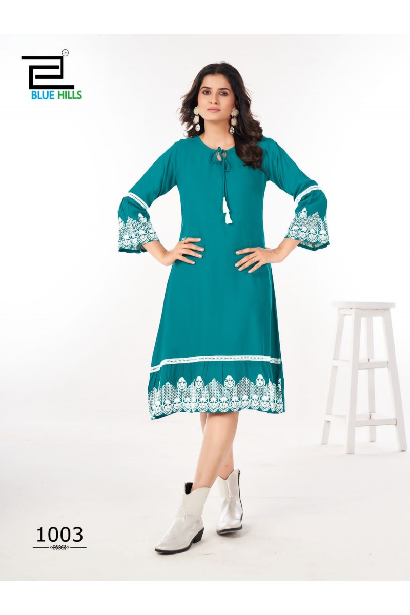 Blue Hills Wimbledon Rayon Fancy Women's Wear Latest Kurti Designs