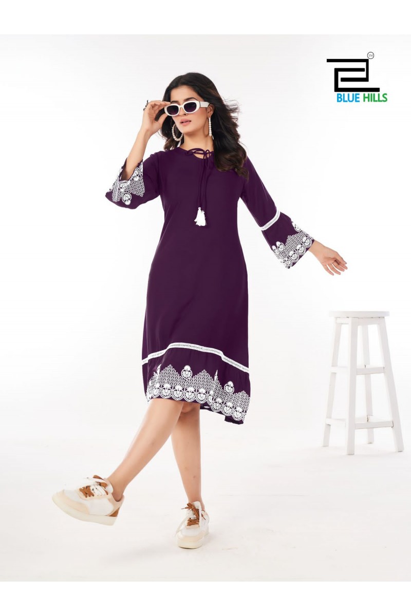 Blue Hills Wimbledon Rayon Fancy Women's Wear Latest Kurti Designs