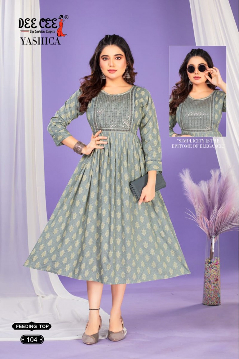 Dee Cee Yashika Wholesale Ladies Wear Rayon Printed Latest Kurtis Designs