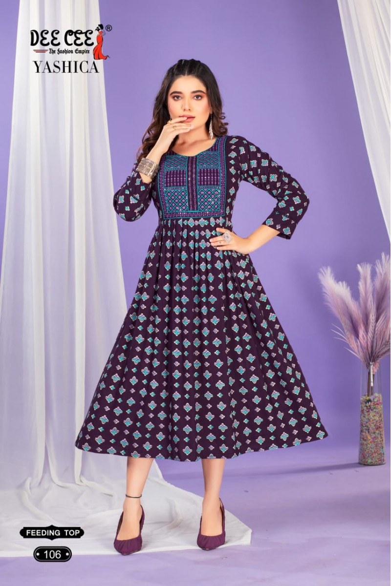 Dee Cee Yashika Wholesale Ladies Wear Rayon Printed Latest Kurtis Designs