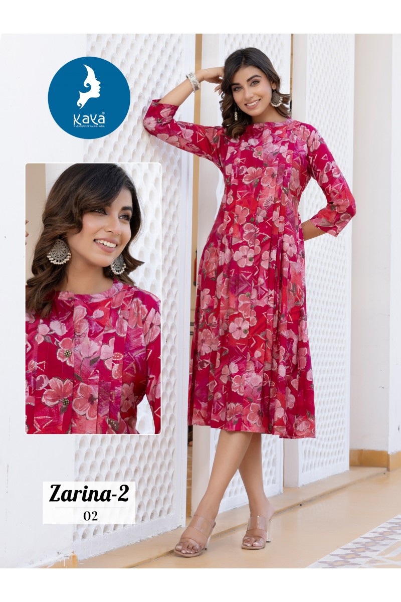 Kaya Zarina Vol-2 Cotton Fancy Naira Cut Readymade Kurtis Manufacturer