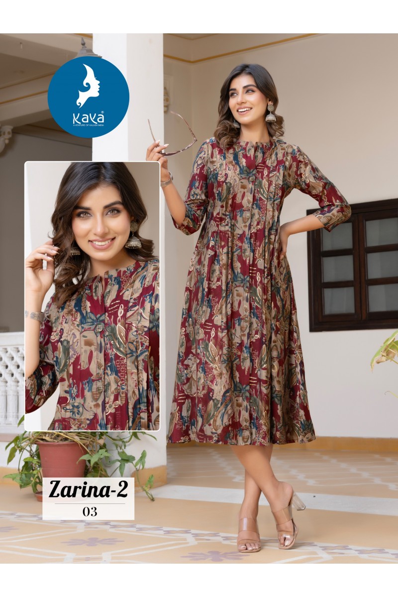 Kaya Zarina Vol-2 Cotton Fancy Naira Cut Readymade Kurtis Manufacturer