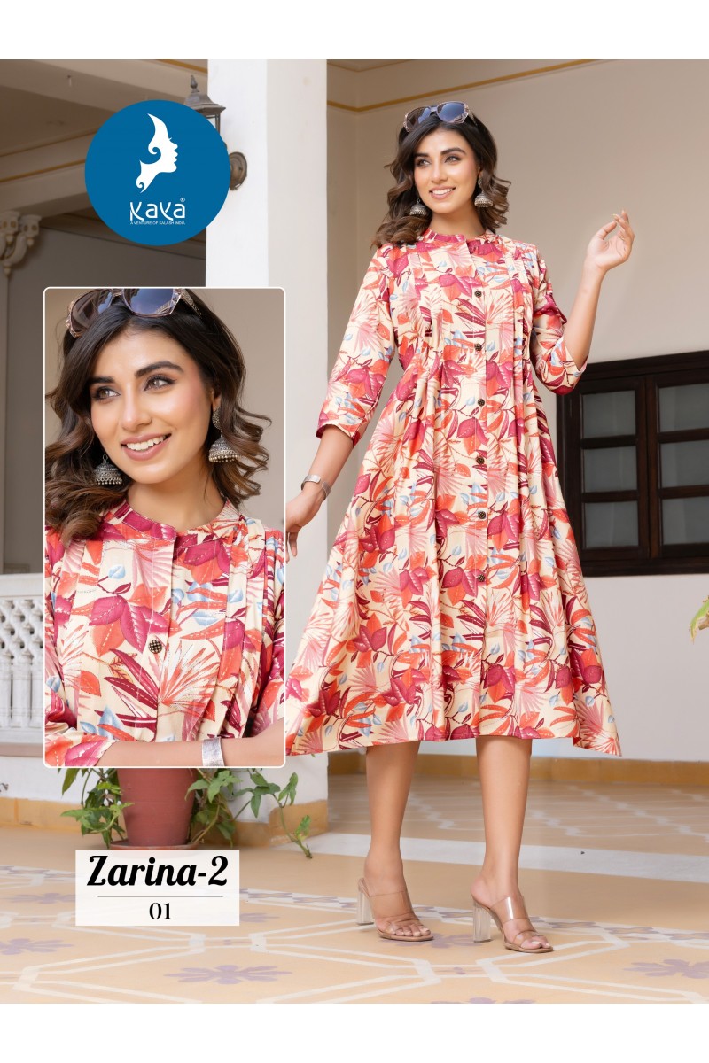 Kaya Zarina Vol-2 Cotton Fancy Naira Cut Readymade Kurtis Manufacturer