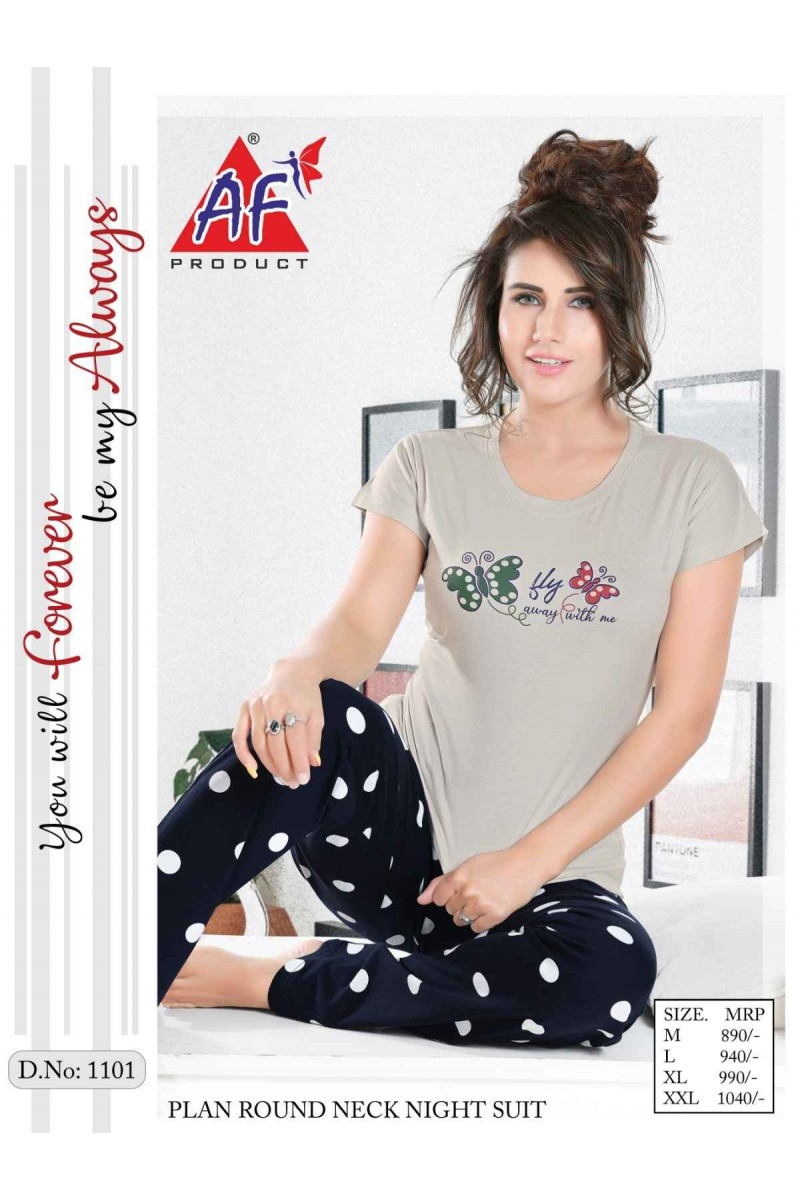 AF Product D.No-1101 Hosiery Cotton Night Wear Catalogue Collection