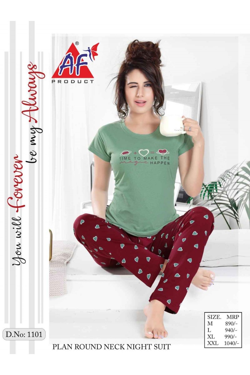 AF Product D.No-1101 Hosiery Cotton Night Wear Catalogue Collection