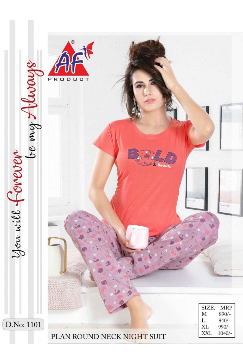 AF Product D.No-1101 Hosiery Cotton Night Wear Catalogue Collection