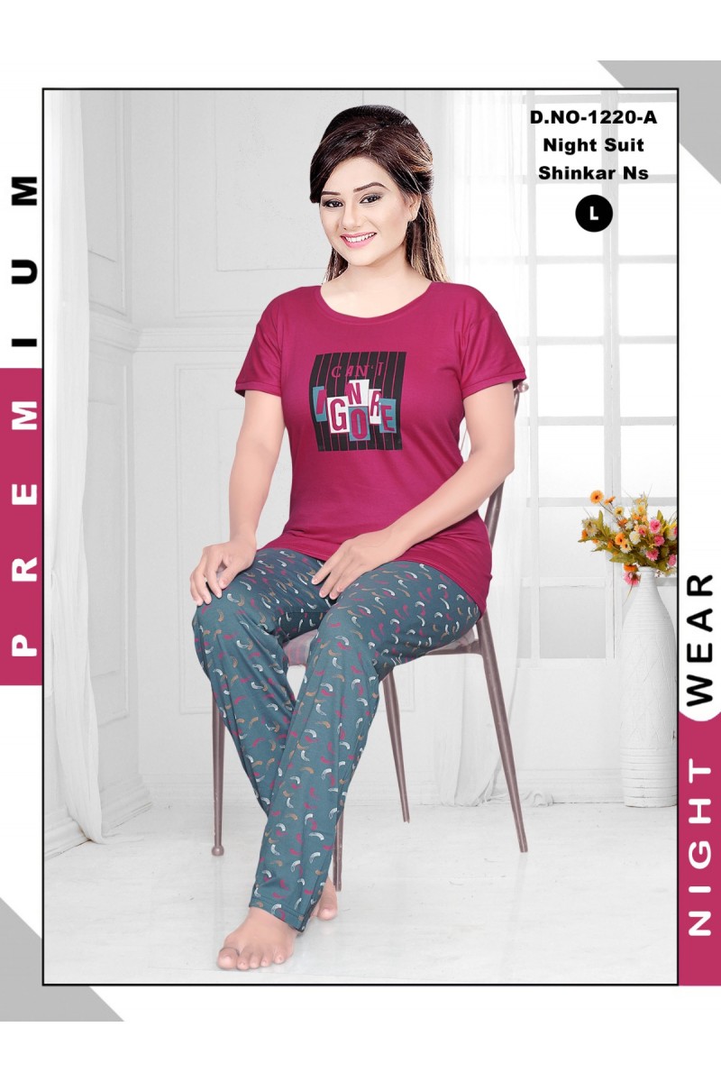 D.No-1220-A Pajamas And Lounge wear For Women Night Suit Collection