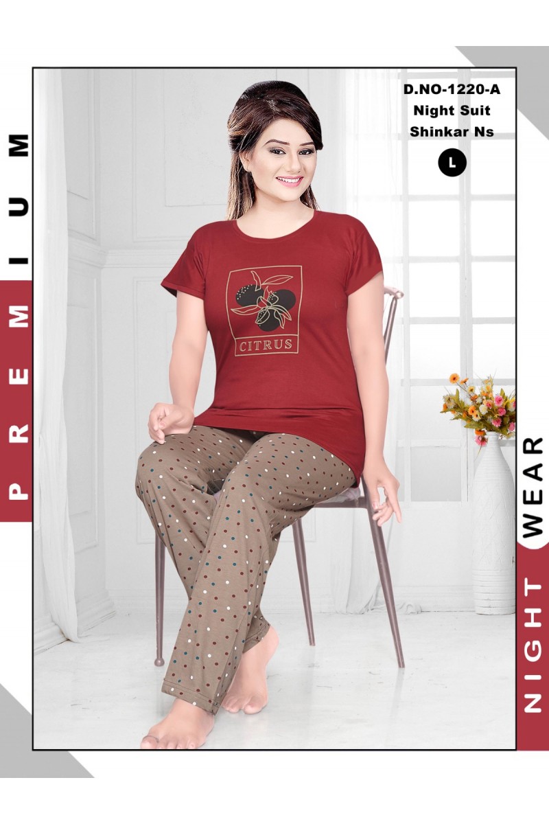 D.No-1220-A Pajamas And Lounge wear For Women Night Suit Collection