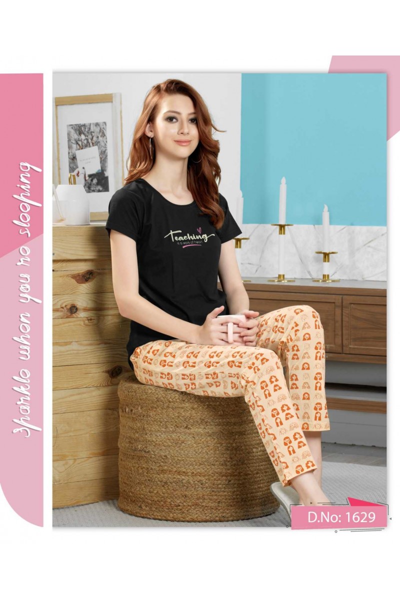 D.No-1629 Designer Classic Stripe Pattern Hosiery Pajama Combo Set