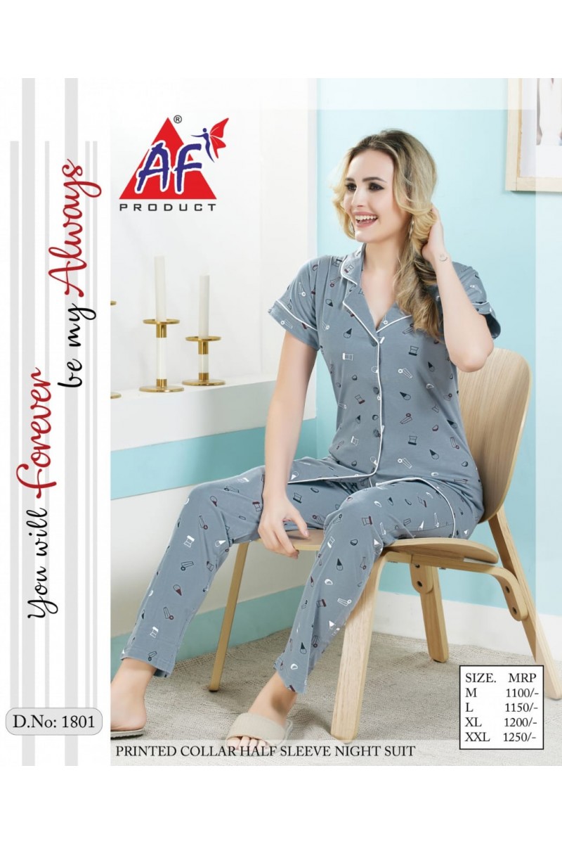 AF Product D.No-1801 Hosiery Cotton Night Wear Catalogue Collection