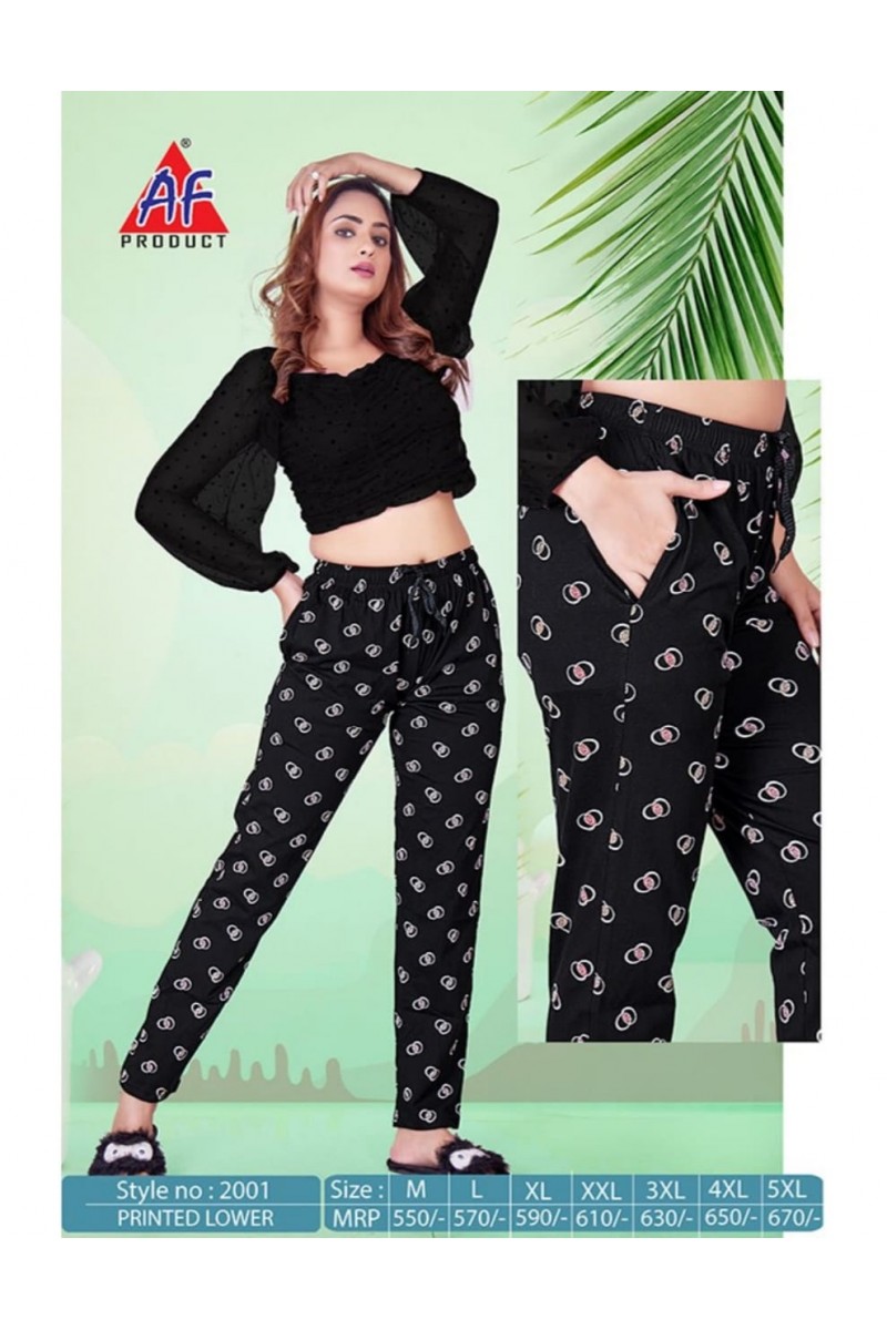 AF Product D.No-2001 Printed Lower Night Bottom Wear Designer Set