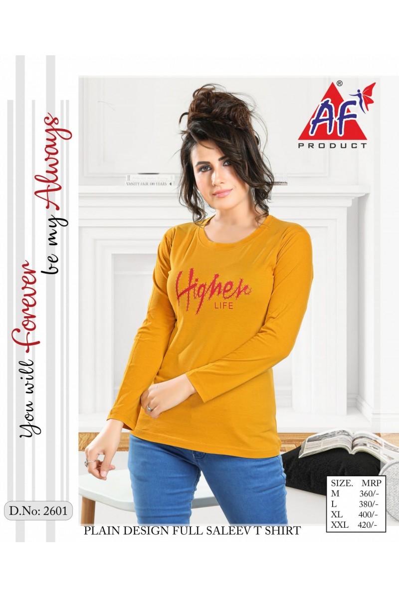 AF Product D.No-2601 Wholesale Plain Full Sleeves T-Shirts Catalogue