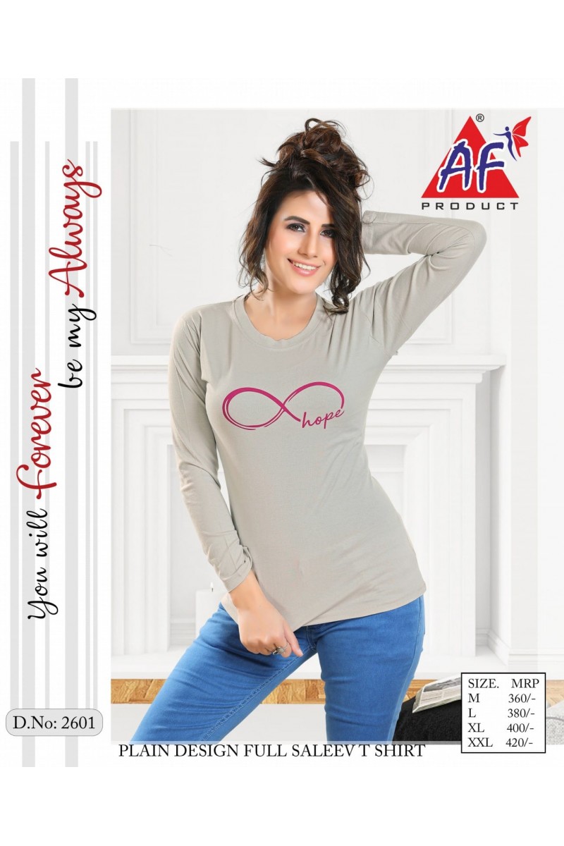 AF Product D.No-2601 Wholesale Plain Full Sleeves T-Shirts Catalogue