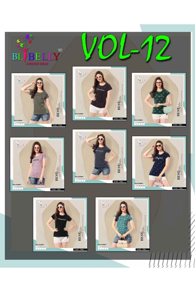 Bl Belly Vol-12 Printed Night Wear Short T-Shit Catalogues