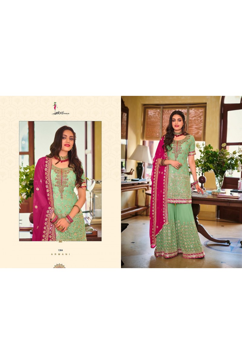 Eba Lifestyle Armani Faux Georgette Wholesale Sharara Salwar Suit Catalog