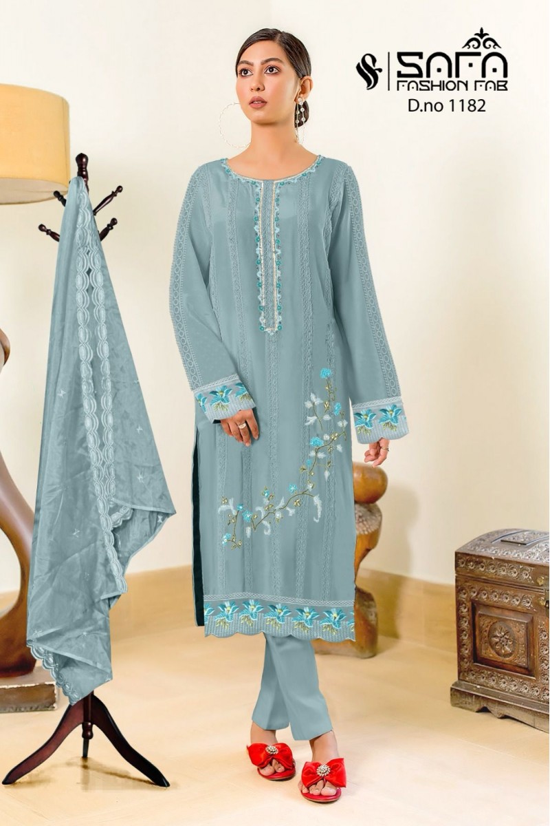Safa Fashion Fab D.No-1182 Georgette Pakistani Readymade Salwar Suits