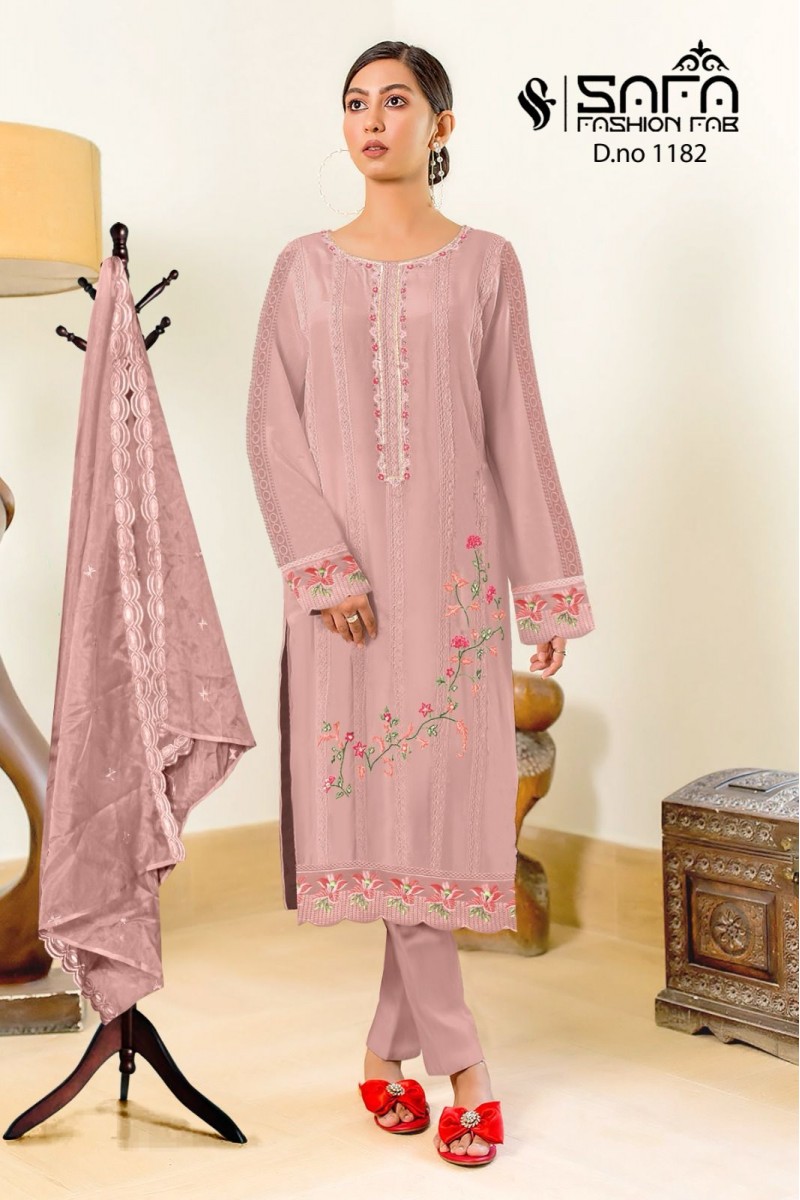 Safa Fashion Fab D.No-1182 Georgette Pakistani Readymade Salwar Suits