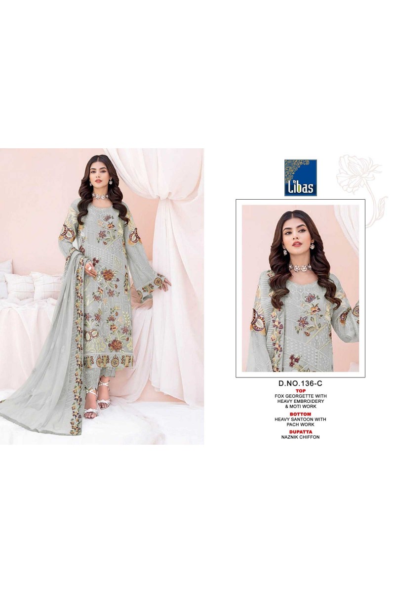 Libas D.No-136 Designer Casual Wear Georgette Salwar Suits Catalogue