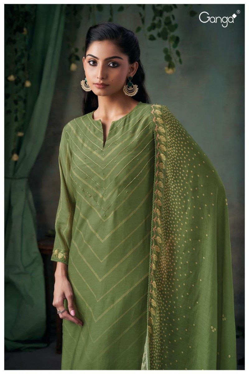 Ganga Dolors Bemberg Silk Exclusive Wear Straight Cut Salwar Suits Designs