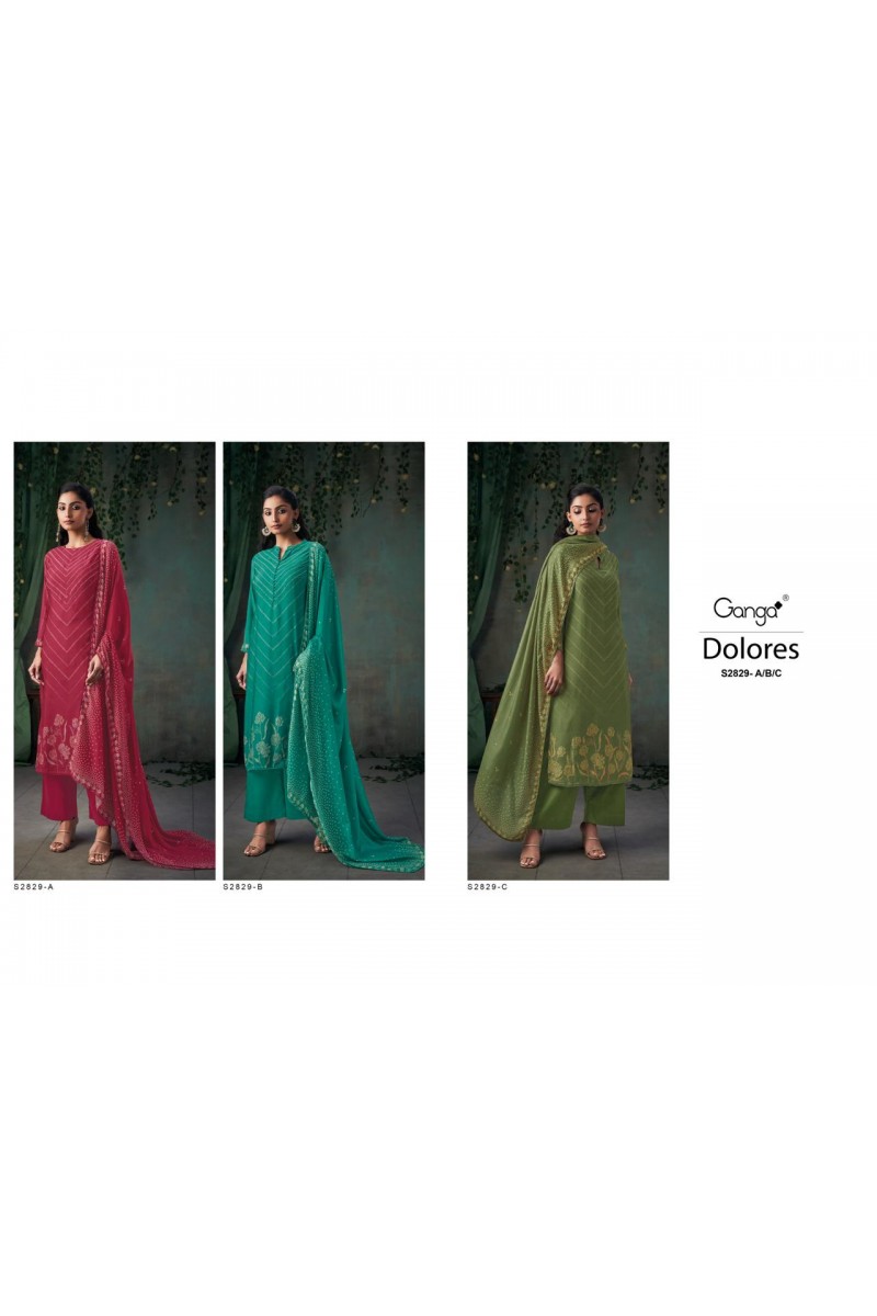 Ganga Dolors Bemberg Silk Exclusive Wear Straight Cut Salwar Suits Designs