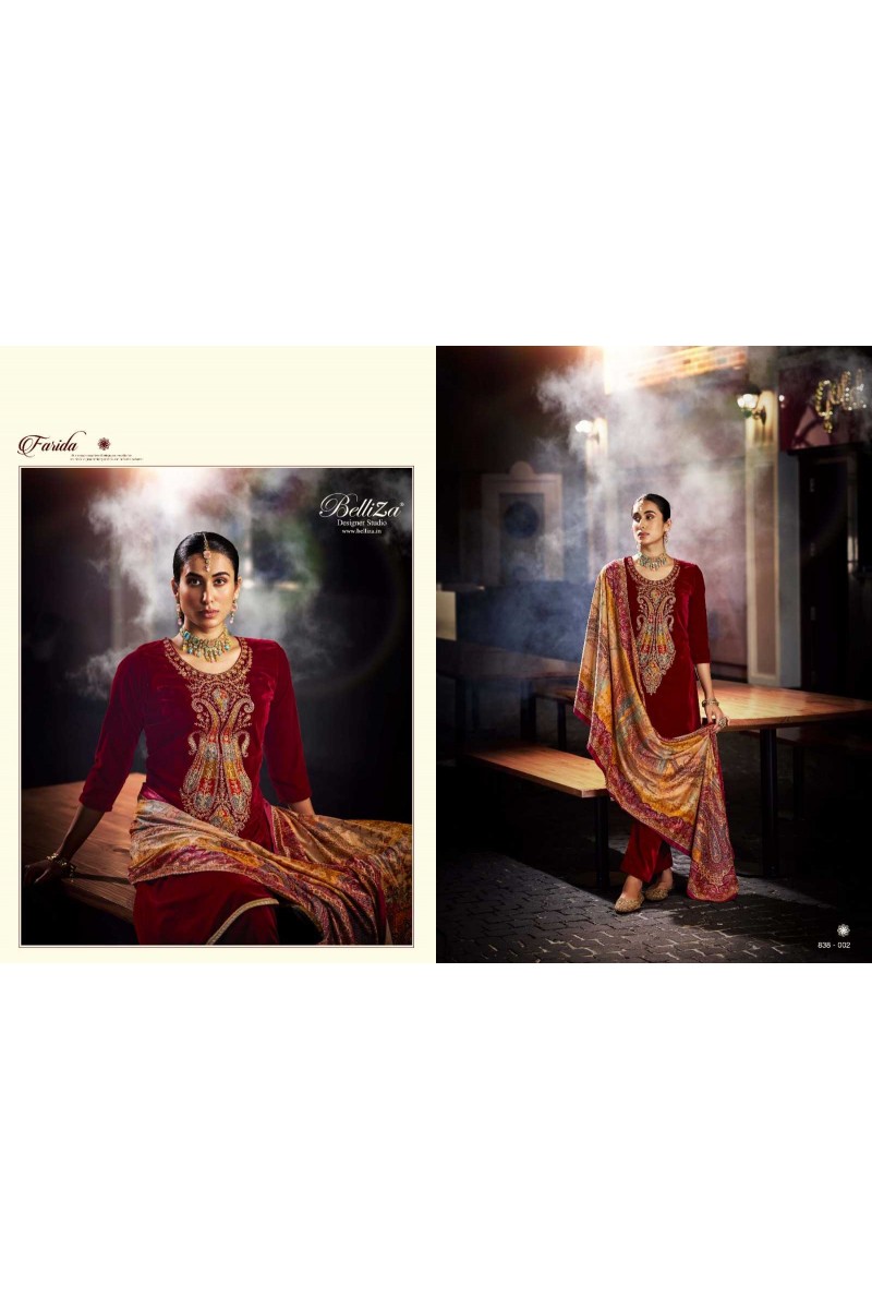 Belliza Designer Studio Farida Velvet With Fancy Winter Wear Salwar Suits