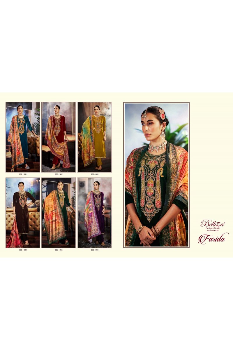 Belliza Designer Studio Farida Velvet With Fancy Winter Wear Salwar Suits
