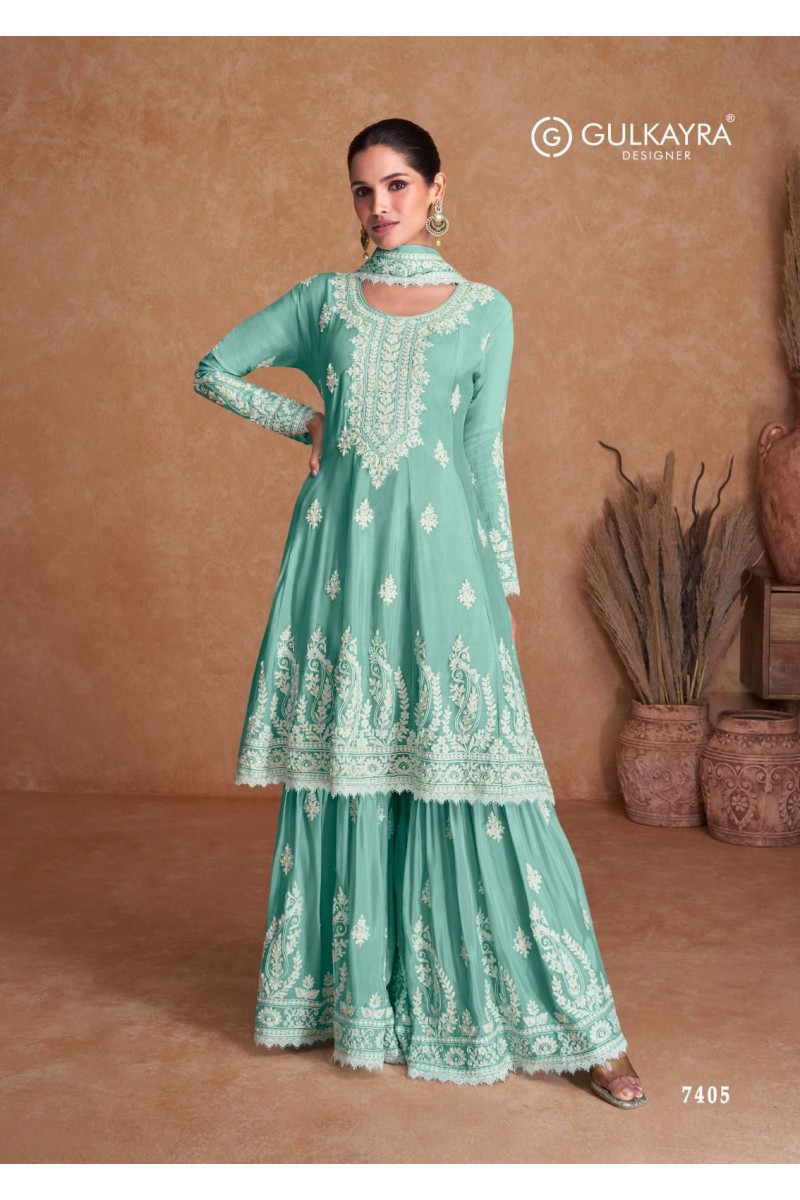 Gulkarya Designer Flory Wedding Wear Readymade Sharara Style Salwar Kameez