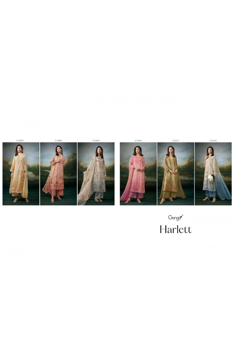 Ganga Harlett Party Wear Unstich Linen Cotton Designer Salwar Suits