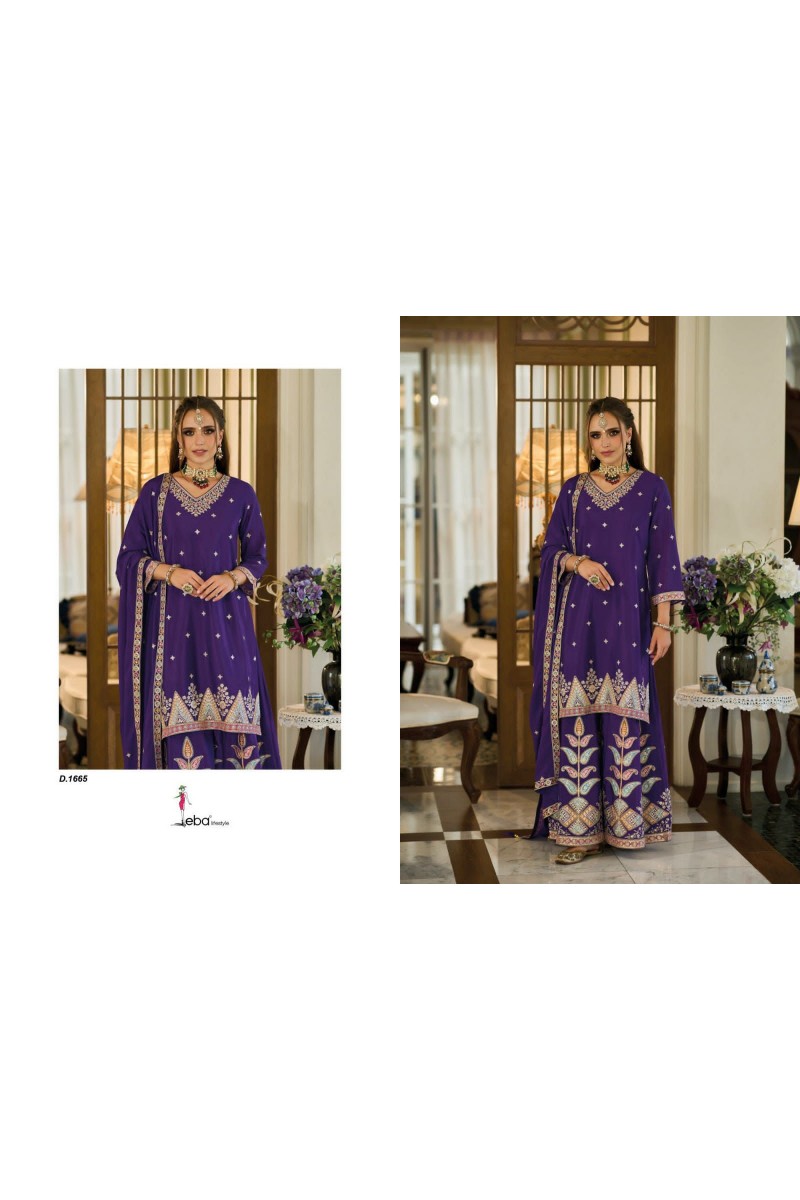 Eba Lifestyle Ishqia Heavy Chinon With Embroidery Work Suit