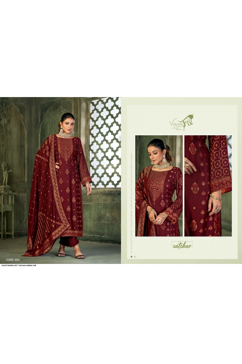 Vouch Fashion Kasida Vol-1 Wholesale Pashmina With Mina Work Salwar Suits