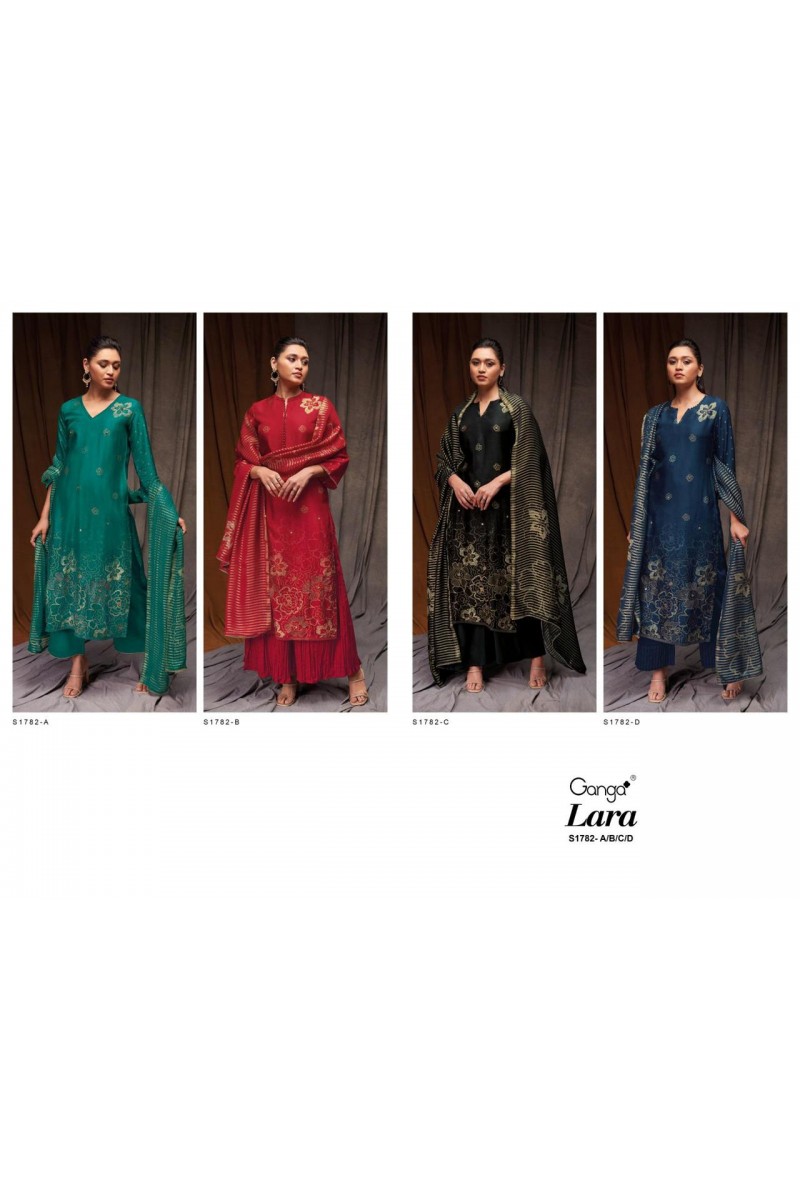 Ganga Lara Premium Bemberg Russian Silk Salwar Suit Catalogue Set