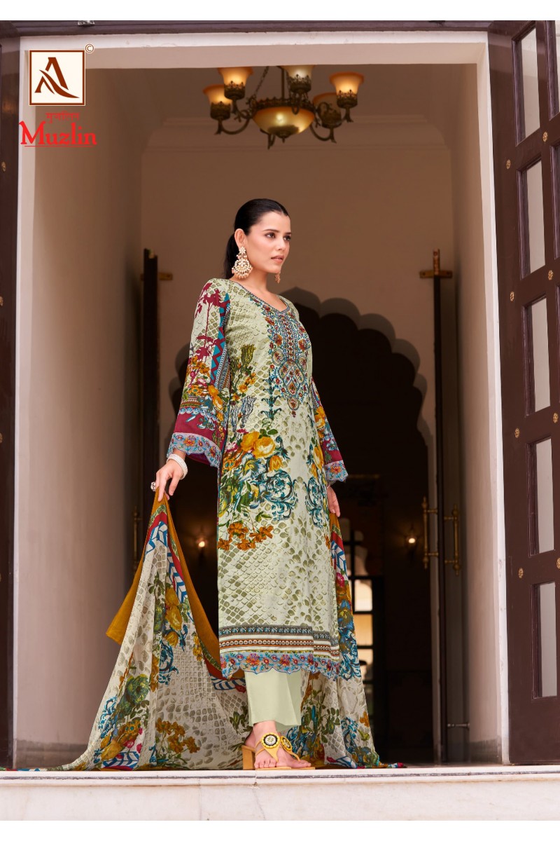 Alok Suit Muzlin Designer Cotton With Embroidery Pakistani Salwar Suits