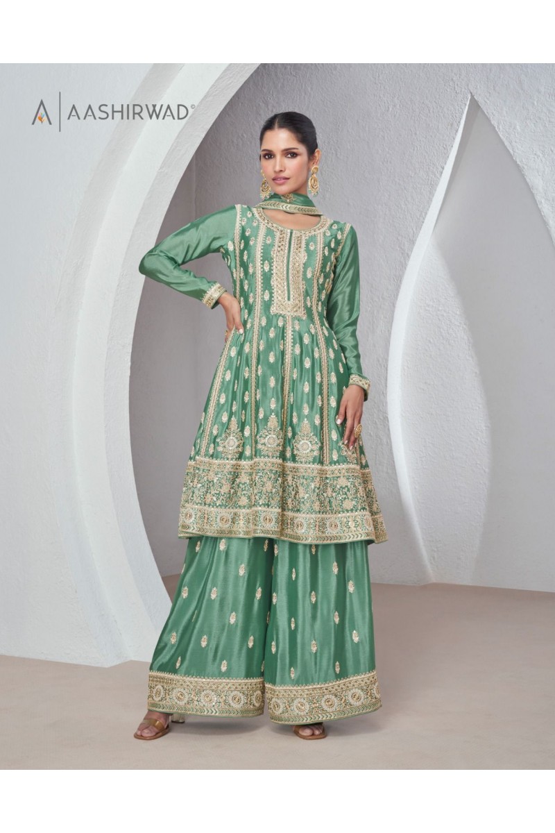 Aashirwad Sajda Anarkali Style Chinon Silk Designer Salwar Kameez Wholesale