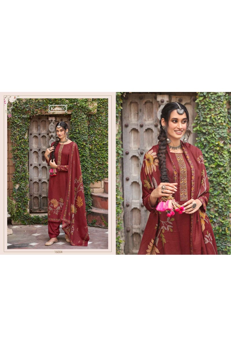 Kesar Shahin Pure Pashmina Printed With Embroidery Salwar Suit