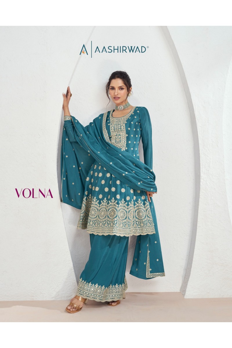 Aashirwad Volna Premium Chinon Silk Readymade Salwar Suits Wholesaler
