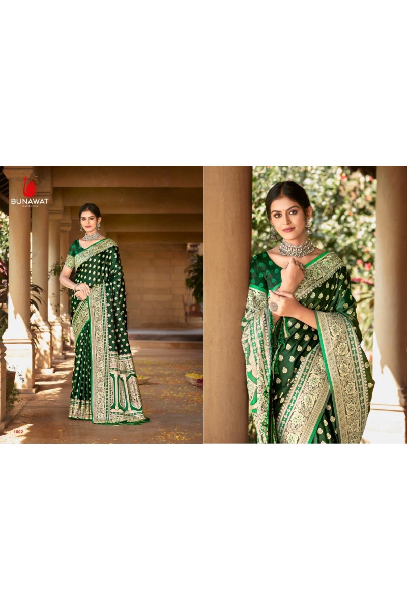 Bunawat Akshat-1002 Designer Ladies Wear Satin Silk Saree Catalogues 